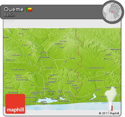 Physical Panoramic Map of Oueme