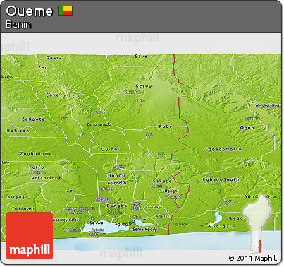 Physical Panoramic Map of Oueme