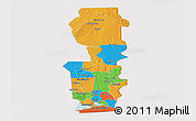 Political Panoramic Map of Oueme, cropped outside