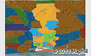 Political Panoramic Map of Oueme, darken