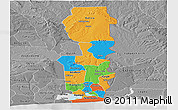 Political Panoramic Map of Oueme, desaturated