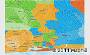 Political Panoramic Map of Oueme, political shades outside