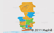 Political Panoramic Map of Oueme, single color outside