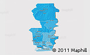 Political Shades Panoramic Map of Oueme, cropped outside