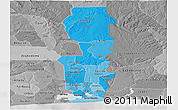 Political Shades Panoramic Map of Oueme, desaturated