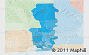 Political Shades Panoramic Map of Oueme, lighten