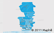 Political Shades Panoramic Map of Oueme, single color outside