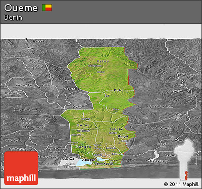 Satellite Panoramic Map of Oueme, desaturated