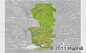 Satellite Panoramic Map of Oueme, lighten, desaturated