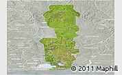 Satellite Panoramic Map of Oueme, lighten, semi-desaturated