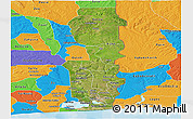 Satellite Panoramic Map of Oueme, political outside