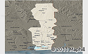 Shaded Relief Panoramic Map of Oueme, darken