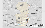 Shaded Relief Panoramic Map of Oueme, desaturated