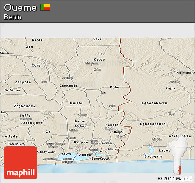 Shaded Relief Panoramic Map of Oueme