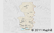 Shaded Relief Panoramic Map of Oueme, lighten, desaturated