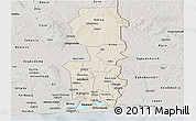Shaded Relief Panoramic Map of Oueme, semi-desaturated