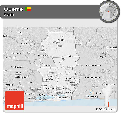 Silver Style Panoramic Map of Oueme
