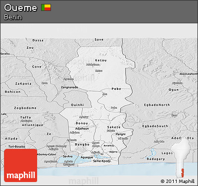 Silver Style Panoramic Map of Oueme