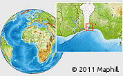 Physical Location Map of Sakete, highlighted country