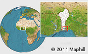 Satellite Location Map of Sakete, highlighted country, within the entire country