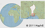 Savanna Style Location Map of Sakete, highlighted country, within the entire country, hill shading