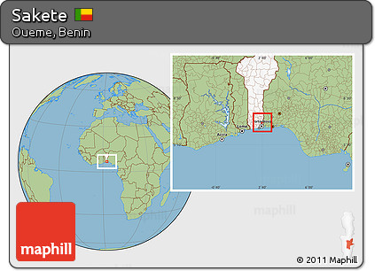 Savanna Style Location Map of Sakete, highlighted country