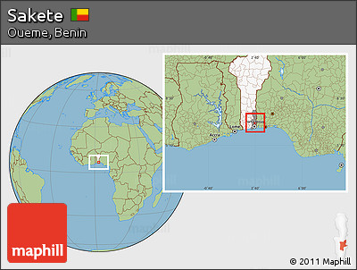 Savanna Style Location Map of Sakete, highlighted country, highlighted parent region