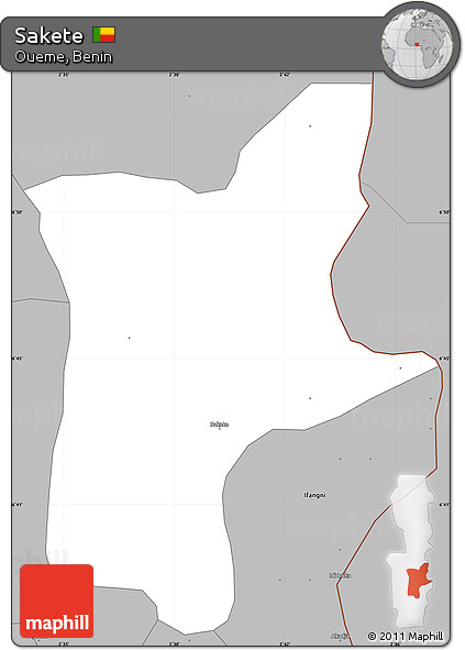 Gray Simple Map of Sakete