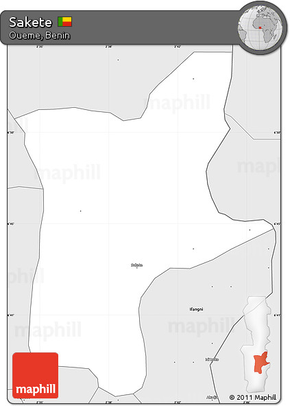 Silver Style Simple Map of Sakete