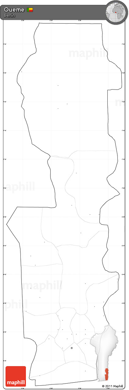 Blank Simple Map of Oueme, cropped outside, no labels