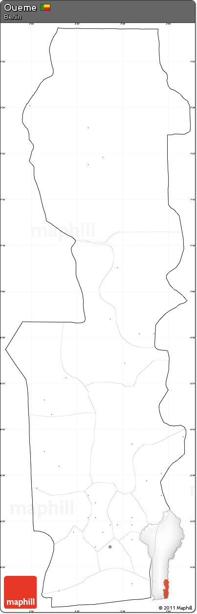 Blank Simple Map of Oueme, cropped outside, no labels