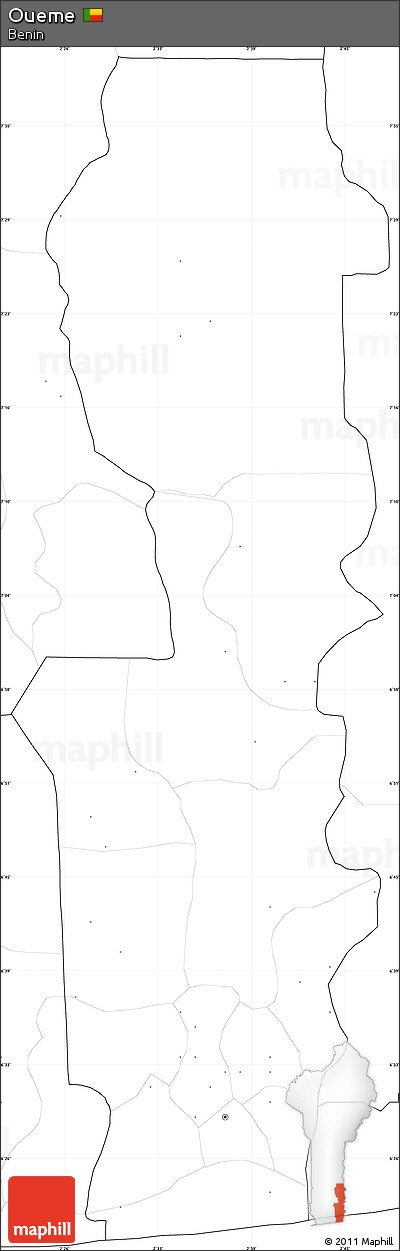 Blank Simple Map of Oueme, no labels