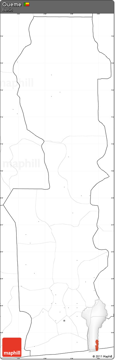 Blank Simple Map of Oueme, no labels