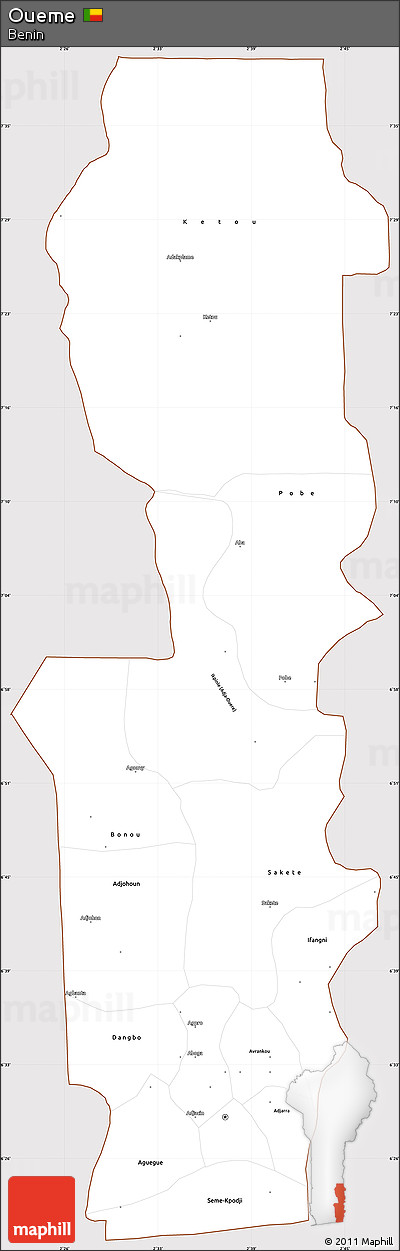 Classic Style Simple Map of Oueme, cropped outside