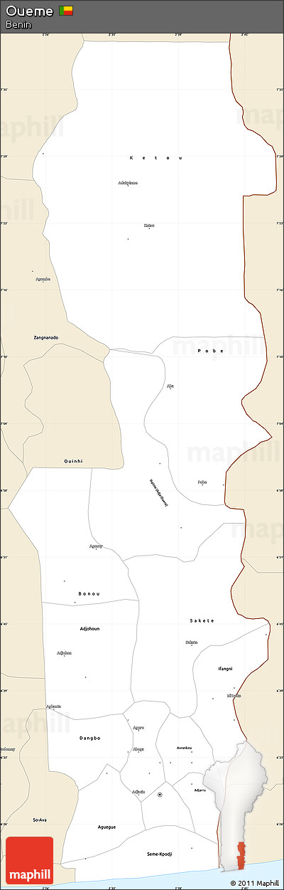 Classic Style Simple Map of Oueme