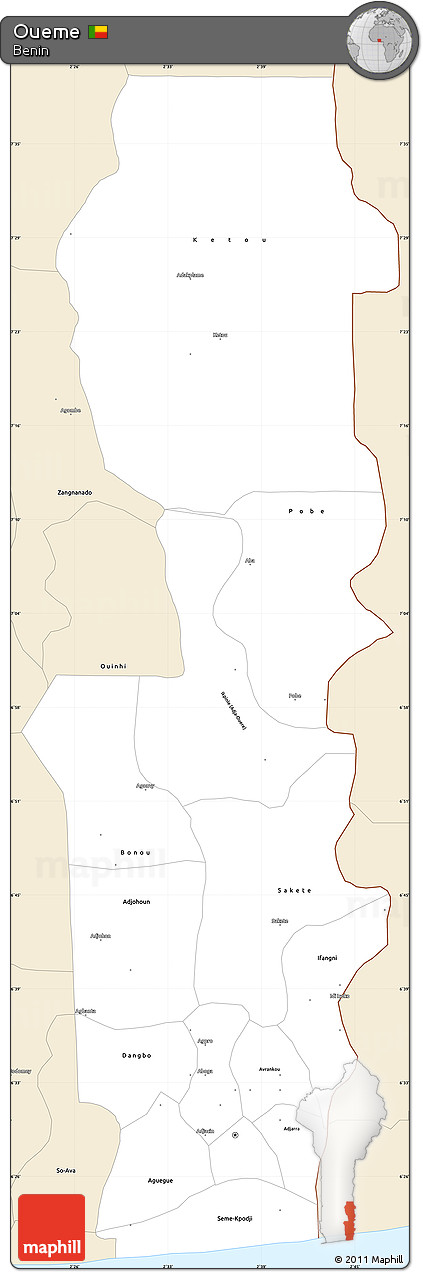 Classic Style Simple Map of Oueme