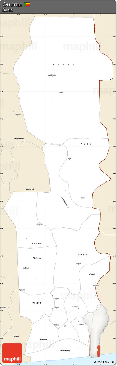 Classic Style Simple Map of Oueme