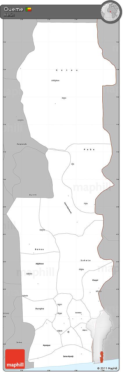 Gray Simple Map of Oueme