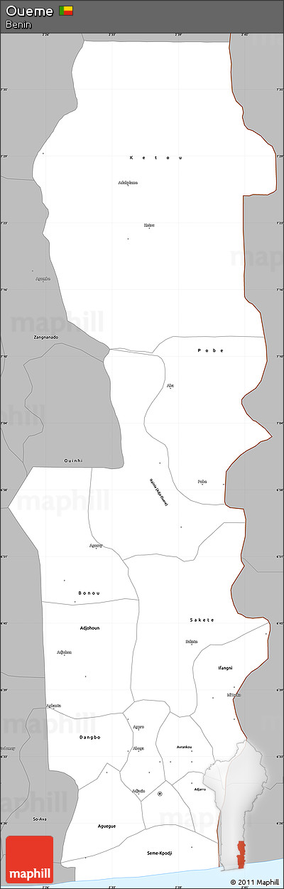 Gray Simple Map of Oueme
