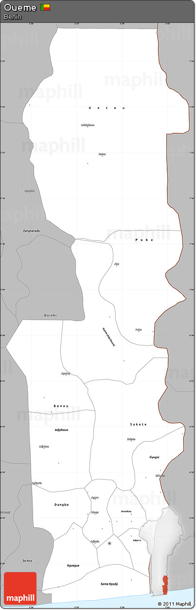 Gray Simple Map of Oueme