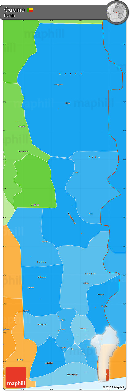 Political Shades Simple Map of Oueme