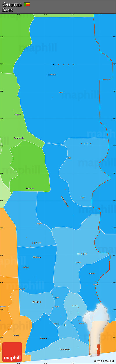 Political Shades Simple Map of Oueme