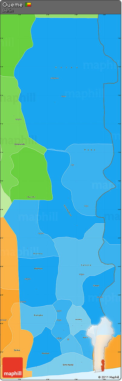 Political Shades Simple Map of Oueme