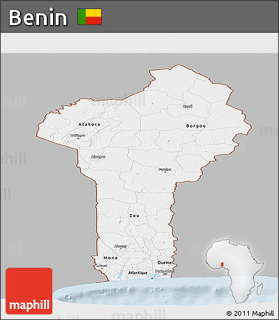 Gray Panoramic Map of Benin, single color outside