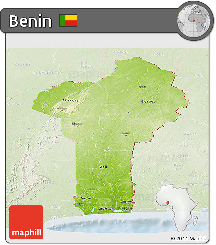 Physical Panoramic Map of Benin, lighten