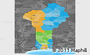 Political Panoramic Map of Benin, darken, desaturated, land only