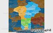 Political Panoramic Map of Benin, darken