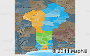 Political Panoramic Map of Benin, darken, semi-desaturated, land only