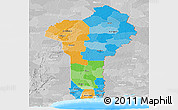 Political Panoramic Map of Benin, lighten, desaturated, land only