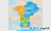 Political Panoramic Map of Benin, lighten, land only